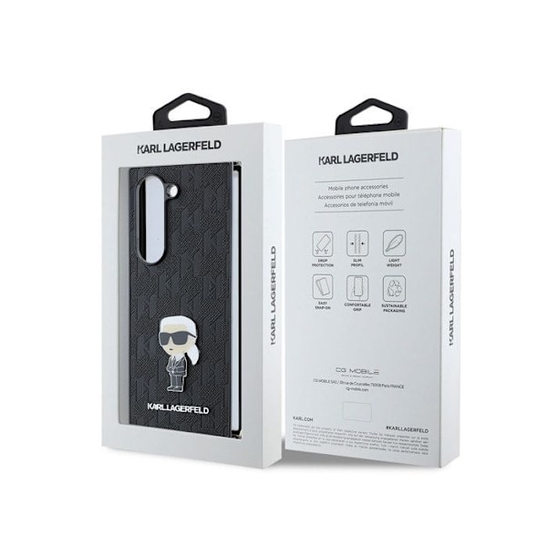 Coque Beskyttelse Foldsammen til Galaxy Z Fold 6 Saffiano Monogram Ikonik Karl Lagerfeld Sort Svart