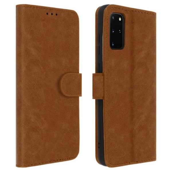 Etui til Samsung Galaxy S20 Plus - AVIZAR - Fuld Cover - Kortbærer - Videostøtte - Brun kastanj