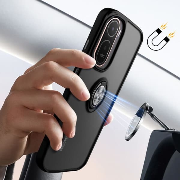 Ringetui til Xiaomi Redmi A7 Pro med roterende magnetisk ring i sort Svart