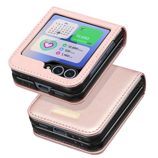 Etui til Samsung Galaxy Z Flip 6 - AVIZAR - Vegansk læderbagside hårdt interiør - Pink - Moderne Rosa