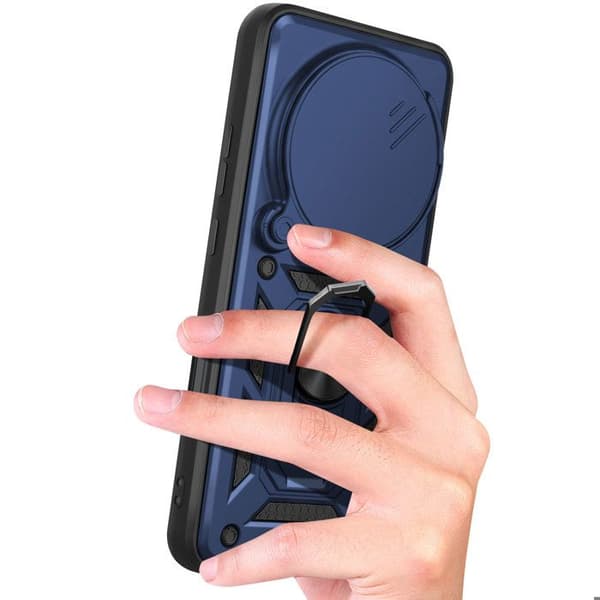 Coque Ring til Honor Magic 8 Pro med Skydelåg til Kamera Stødabsorberende Mayaxess Mørkeblå Blå