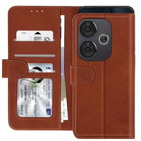 Taske til Xiaomi Poco F6 - AVIZAR - Flip Wallet Stand Vintage Style - Brun kastanj