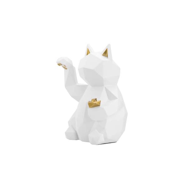 Inredningsdekoration Objekt Lyckokatt Moderniserad Version av Maneki-neko - Vit Hvid