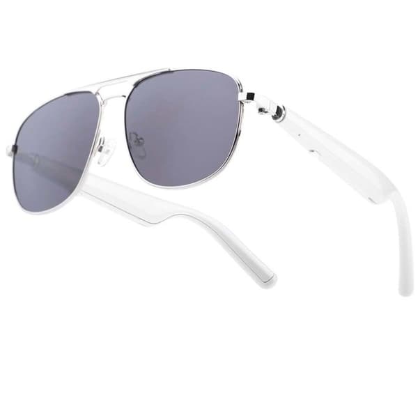 Smart Briller - AVIZAR - Model Nexis - Polariserede Solglas - Batteritid 6h - Knogleledning Vit