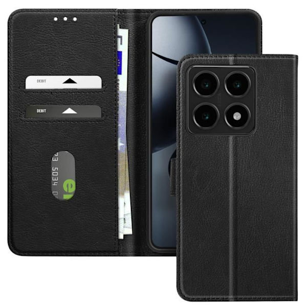 Fodral till Xiaomi 14T Pro - AVIZAR - Stöd för plånboksvändning och video - Svart Svart
