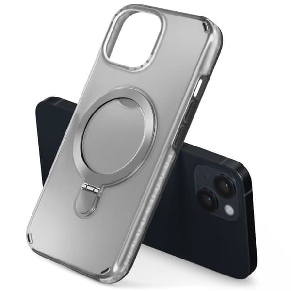 Coque Antichoc - MagSafe - iPhone 14 og 13 - Sort - Fleksibelt Stativ - Bimateriale Svart