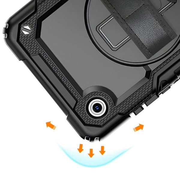 Koko kuori Galaxy Tab A11 Malli Solid takakädellä, joka pyörii, Tech Protect musta Svart