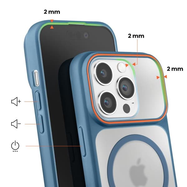 iPhone 14 Pro Fodral Bi-Material Design MagSafe Kompatibel Mörkblå Blå