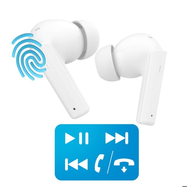 Bluetooth-hörlurar - Akashi - Vit - Aktiv Brusreducering - Batteritid 6h - Touchkontroller Vit