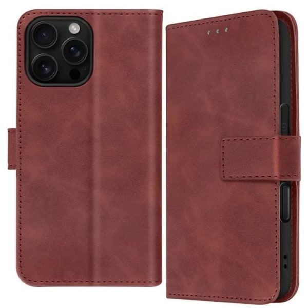 Fodral för iPhone 16 Pro Flip Wallet Video Support Brun kastanj