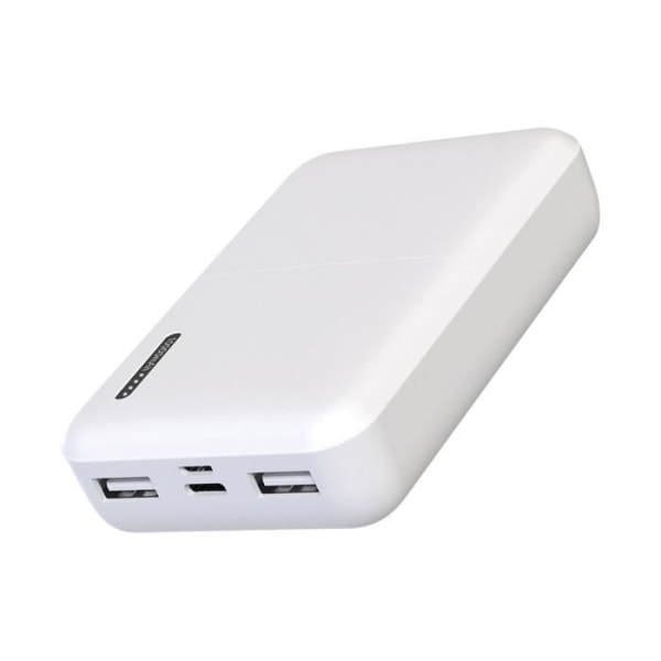 Backup batteri 10000mAh Dual Output Ultra Compact USB Charge Akashi hvid