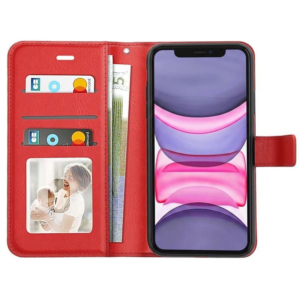 Plånboksfodral för iPhone 11 med handledsrem och videostöd Mayaxess Röd Röd