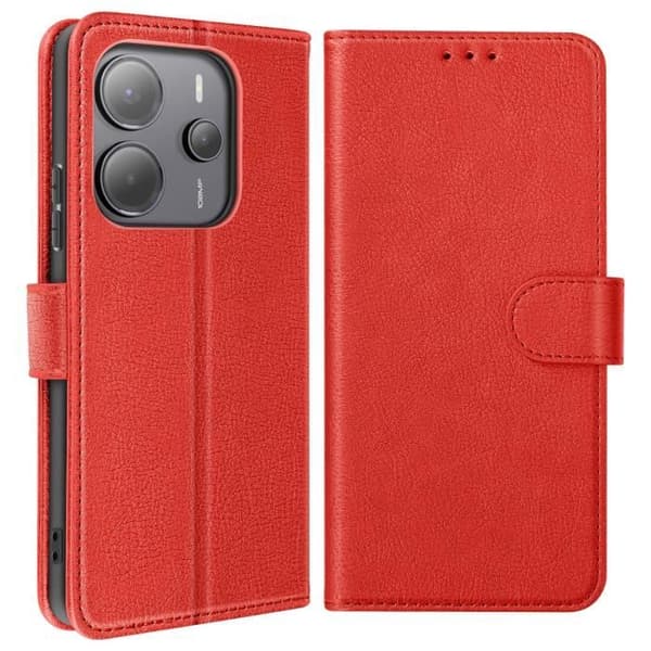 Smartphonefodral - Xiaomi - Redmi Note 14 4G - Röd - Plånbok - Videostöd Röd