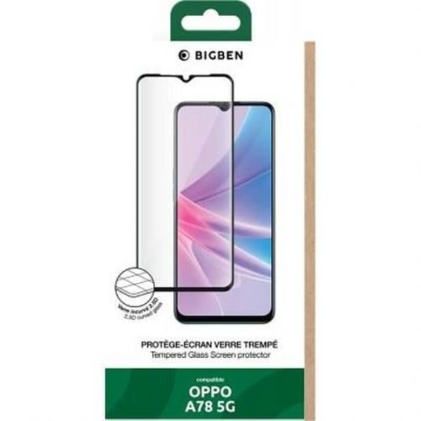 Näytönsuoja - BIGBEN CONNECTED - Oppo A78 5G - 2.5D karkaistu lasi - Läpinäkyvä - Suojaa naarmuilta ja iskuilta Svart