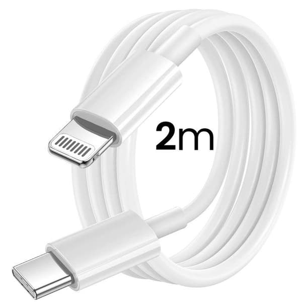 USB-C - Lightning - GRAB 'N GO - 2m - Nopea Lataus - Synkronointi - Valkoinen Vit