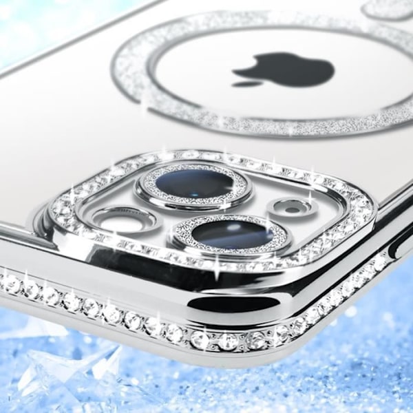 AVIZAR Skyddsfodral för iPhone 13 - Silver Rhinestone Contour - MagSafe-kompatibel Grå
