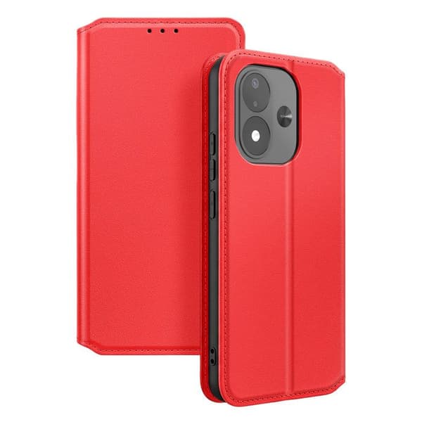 Kansilaukku Redmi Note 17:lle, tuki-toiminto, klassinen malli, punainen Röd