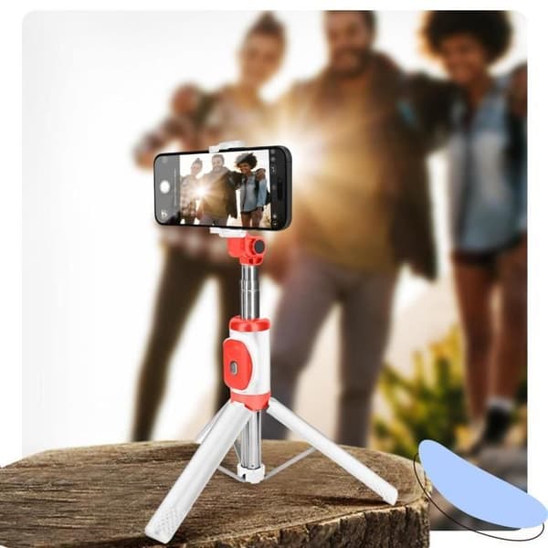Selfie Stick med integrerad Bluetooth-fjärrkontroll, vit