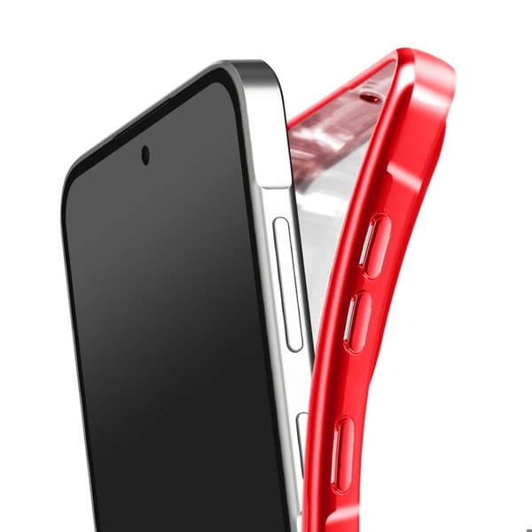 Coque MagSafe - AVIZAR - Galaxy A36 - Rød kromkontur - Beskyttelse mod stød og ridser - Transparent design Röd