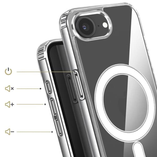 Skydd för iPhone 17e MagSafe Stötsäker Förstärkta Kanter Qi Transparent Vit