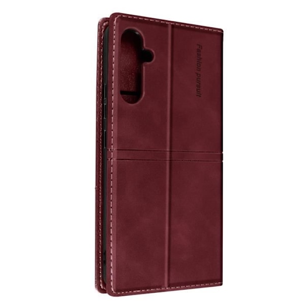 Foliofodral - Samsung - Galaxy A34 5G - Magnetlock - Heltäckande skydd - Röd konstläder Bordeaux