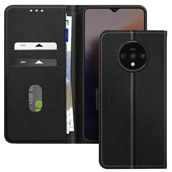 Etui til OnePlus 7T Klap Portemonnaie og Video Støtte Sort Svart