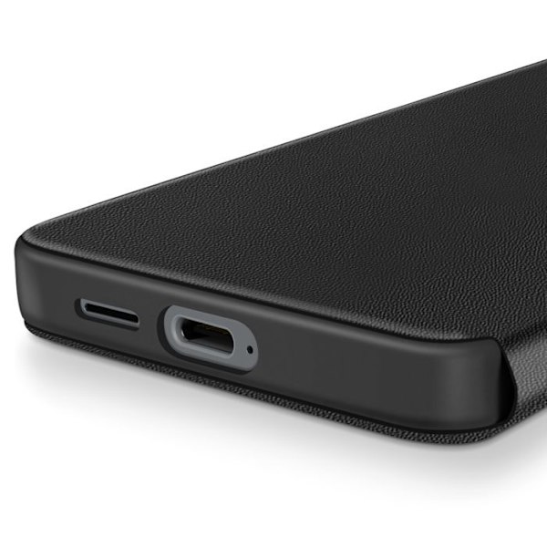 Galaxy S25 Nahkakotelo Näyttöikkunalla Korttipidike Musta Svart