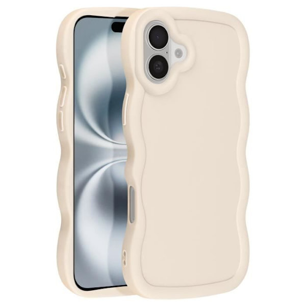 Kotelo - AVIZAR - iPhone 16 Plus - Pehmeä silikoni - Aaltoileva muotoilu - Beige Beige