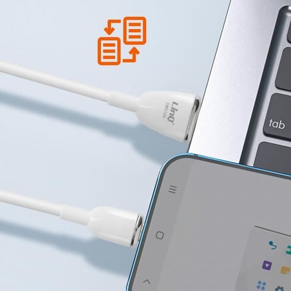 USB till Micro-USB - LinQ - Snabbladdning 3A - 1.2m - Vit - Datasynkronisering