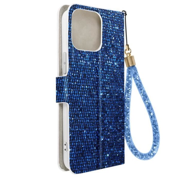 iPhone 15 Pro Max Case Glitter Disco Lompakkoteline Video Sininen Blå