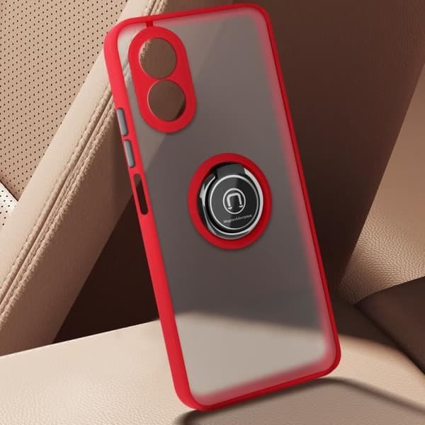Coque för Oppo A38 Metallring Stöd Video Röd Röd