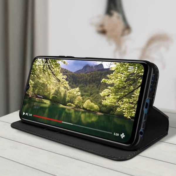 Vivo Y20s ja Y11s Wallet Case Video Support Function musta Svart