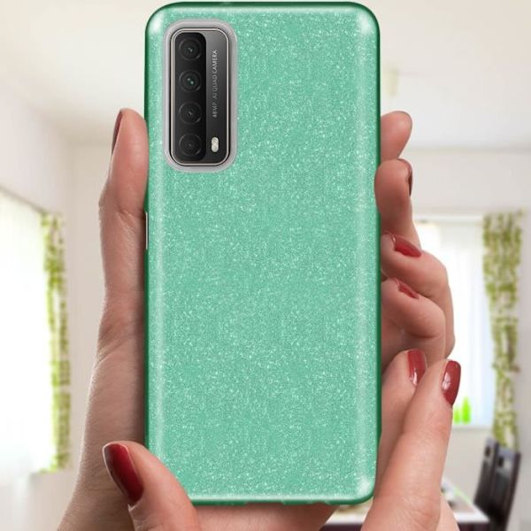 Fodral Huawei P smart 2021 Glitter Avtagbar Halvstyv Silikon Grön Grön