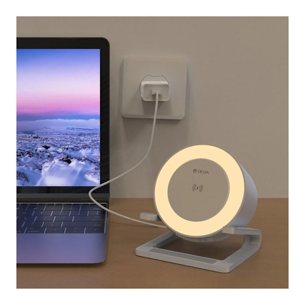 Bluetooth-högtalare 5.2 med Nattljus och Induktionsladdare 15W Devia Vit Vit