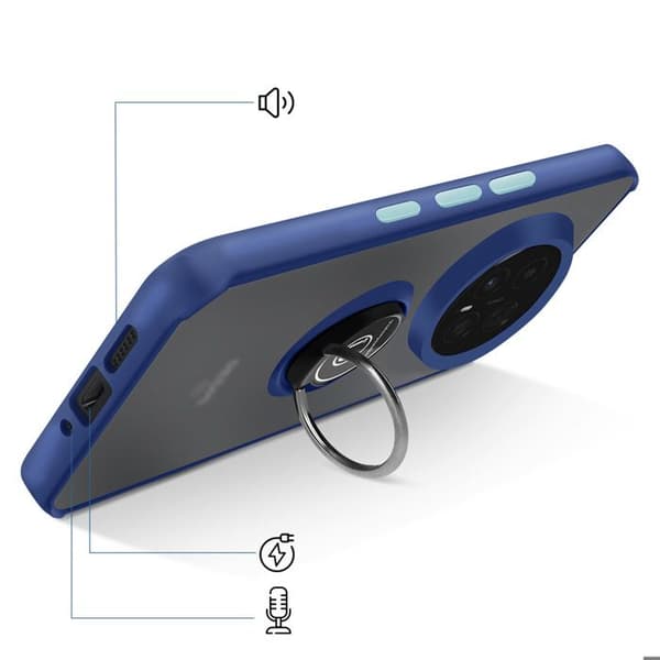 Cover til Honor Magic 8 Pro med ringstøtte og magnetisk fastgørelse i blå Blå