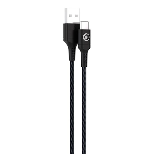 USB-A til USB-C kabel - BigBen - 1.2m - FastCharge 15W - 3A - Vævet nylon sort