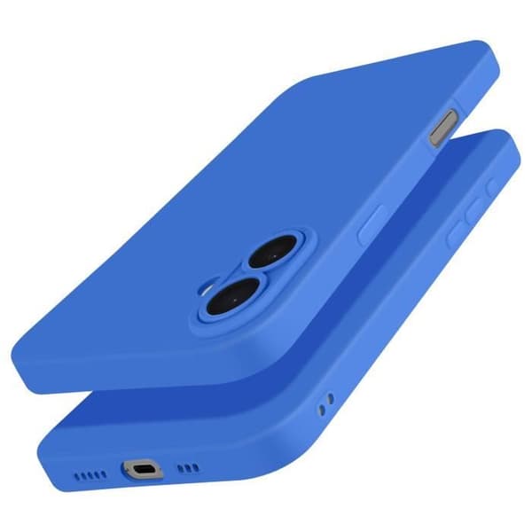 Coque för iPhone 16 - Slät Silikon - Rep防 - Skyddad Kamerablokk - Enkel Installation Blå