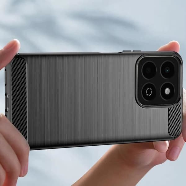 Coque - Honor - 200 Smart - Silikone - Carbon Design - Børstet Sort Effekt Svart