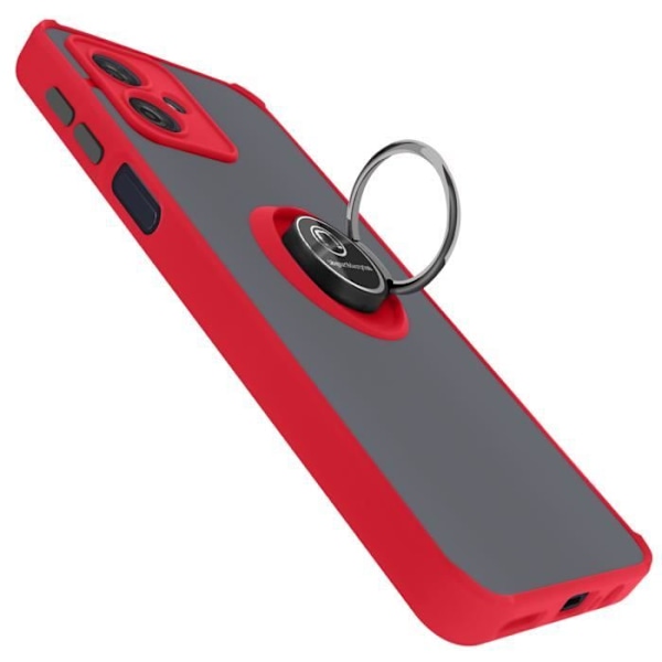 Coque til Motorola Moto G54 med Metal Ring Video Støtte Rød Röd