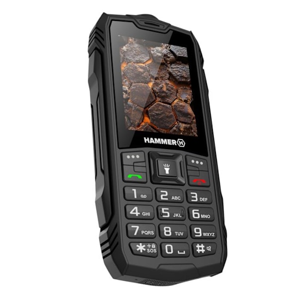 Invokerbar telefon med knappar Batteri 3000mAh Vattentålig IP68 SOS Hammare Svart
