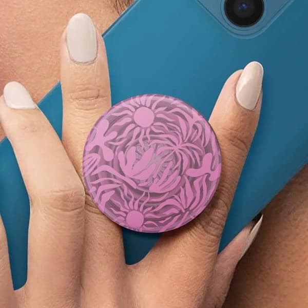 Support Smartphone PopGrip Klæbende med Stand og Selfie PopSockets Rosa Ros