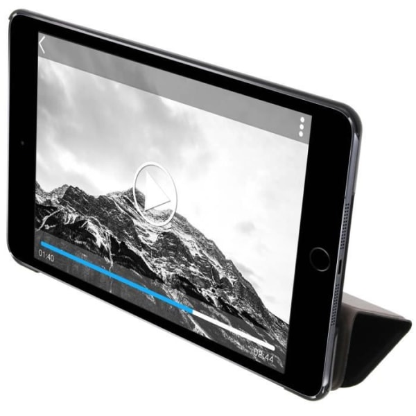 Étui til iPad Mini 4/2019 - Sort - Øko-læder - Multi positioner - Fuld beskyttelse - Videostøtte Svart