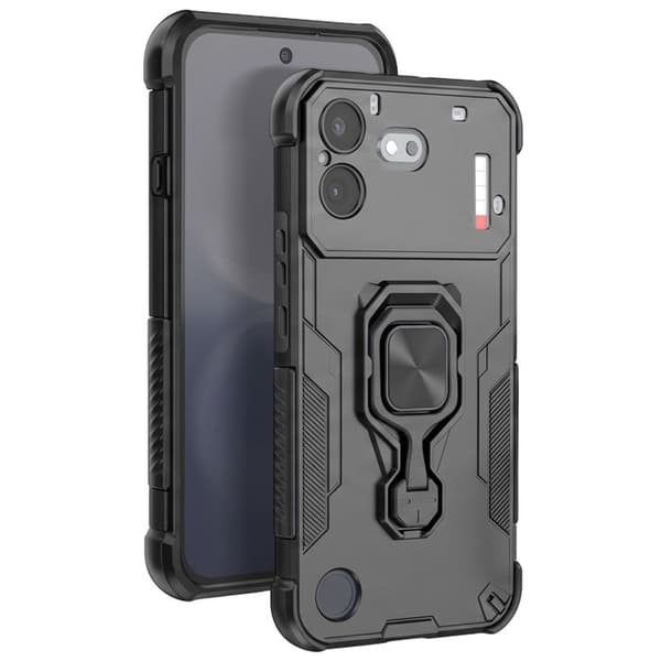 Cover til Nothing Phone 4b med roterende ring og støttefunktion sort Svart