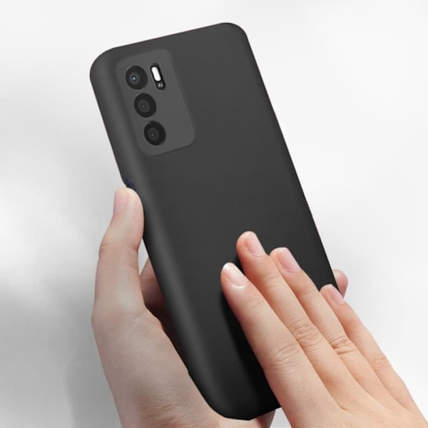 Skyddsfodral - AVIZAR - Oppo A16/A16s - Halvhård silikon - Soft-touch finish - Svart Svart