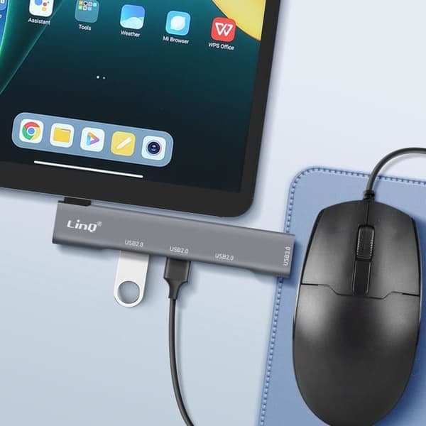 USB-C Hub - LinQ - 4 in 1 - 3x USB 2.0 - 1x USB 3.0 - OTG-tuki