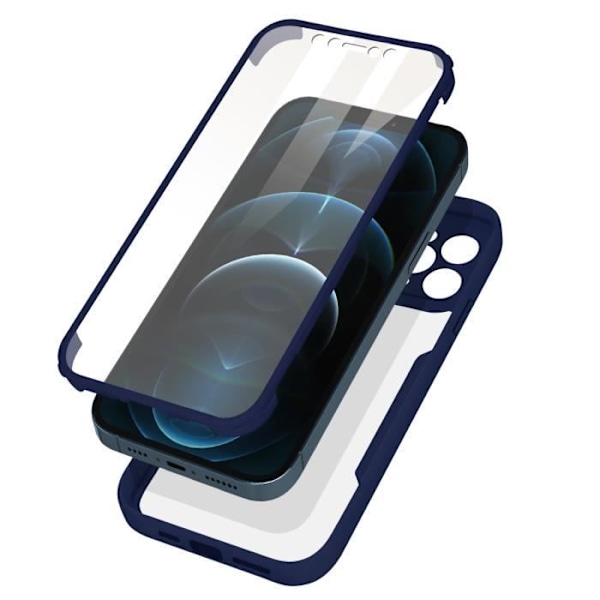 Helcase - AVIZAR - iPhone 12 Pro - Bag i plexiglas - Foran i polymer - Forstærkede hjørner Midnattsblå