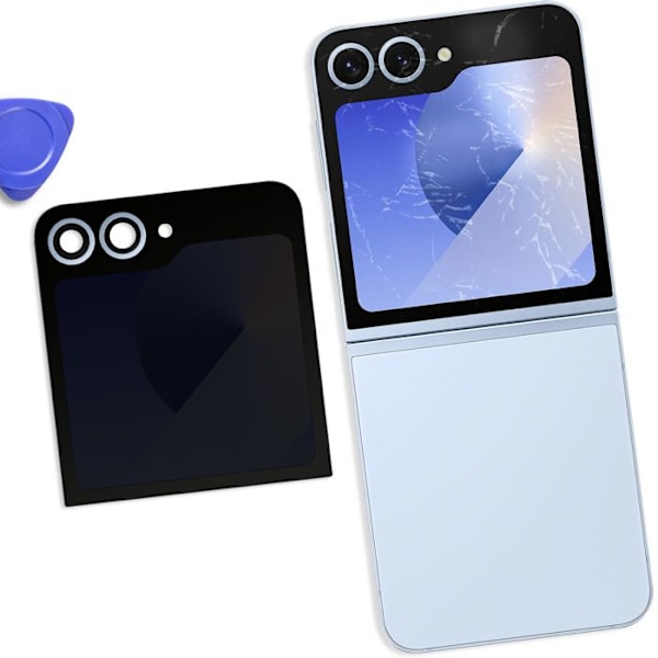 Bakre skärm för Samsung Galaxy Z Flip 6 med original Samsung extern skärm ljusblå Blå