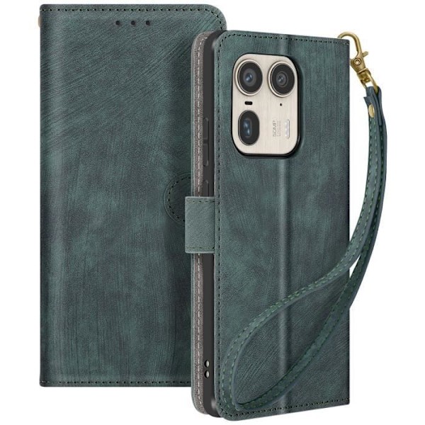 Etui til Motorola Edge 50 Ultra Brushed Effect Wallet og Stand Dark Green Grön