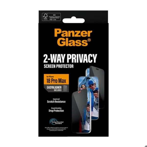 Skærmbeskyttelse til iPhone 18 Pro Max i Anti-Spion Glas Stødabsorberende Panzer Glas Gennemsigtig Vit