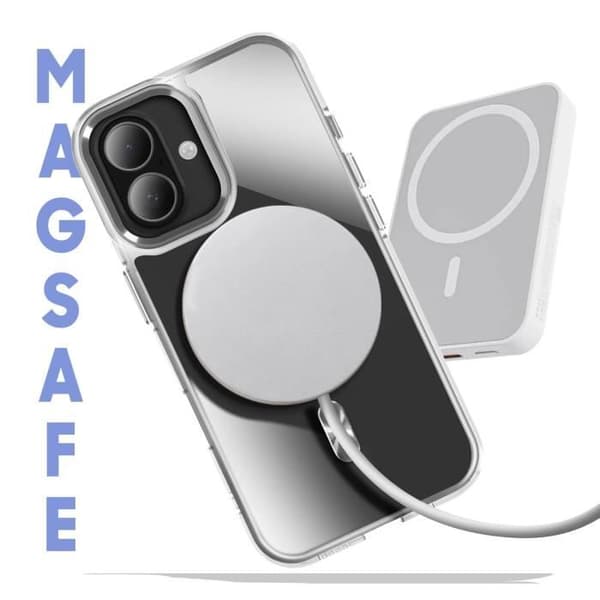 MagSafe-skal för iPhone 16 Plus Bakre Glas Färg Silver Grå